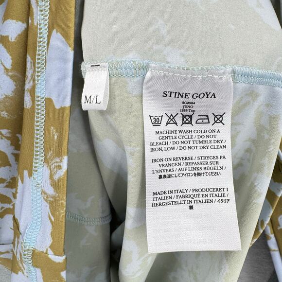 Stine Goya M/L Juno Flower Foliage Green Blue Print Long Sleeve Slim Fit Top - Picture 9 of 10